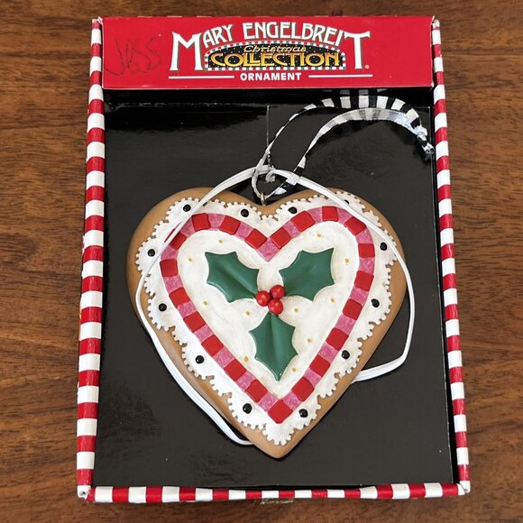 Mary Engelbreit Kurt Adler Christmas Ornament Heart Cookie Doily Holly Vintage - Picture 2 of 9